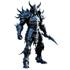 Fototapeta premium dark fantasy armored demon warrior isolated on transparent background