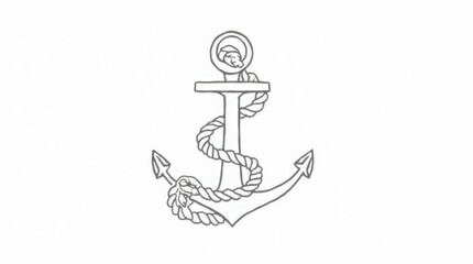 Minimalist Line Drawing of an Anchor with Rope