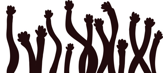 Raisins hands silhouette vector. For graphics design. 
 For Presentation, flyer. pamphlets 