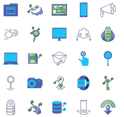 Set of digital icons in vector with white background