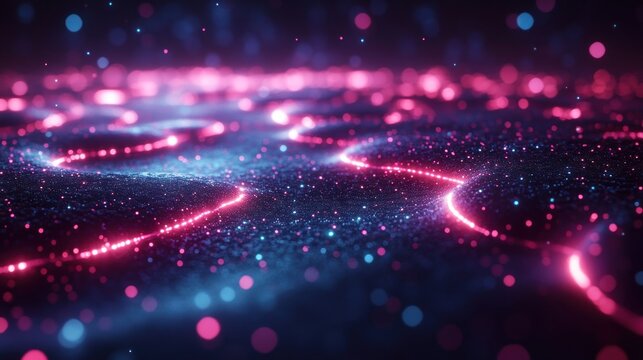 Abstract digital glowing lines, dark background, futuristic.  Possible use Technology wallpaper