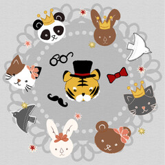 kawaii animal face collection