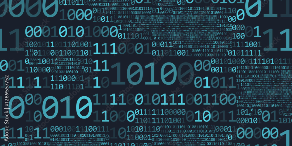 Aufkleber abstract binary code cloud background. ai learning on data cyber field. futuristic digital technolog