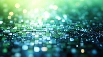 Abstract digital mosaic background with glowing squares