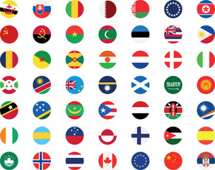 National flags in circle shape. National flags set. World flags. Flags of countries