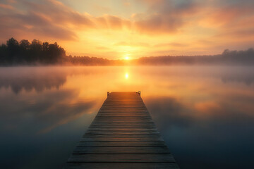 Fototapeta premium sunset on the lake