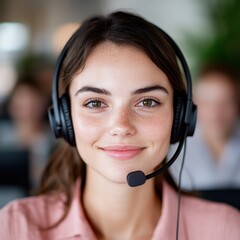 Smiling Customer Service Representative with Headset