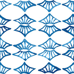 Seamless vector pattern with watercolour painted navy blue design