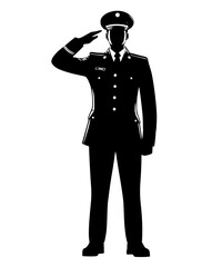MIlitary officer giving salute vector silhouette