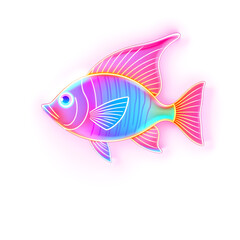 Fototapeta premium Angelfish holographic 3D icon. neon symbol vector illustration isolated on white background. Generative AI