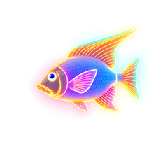 Obraz premium Angelfish holographic 3D icon. neon symbol vector illustration isolated on white background. Generative AI