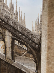 Intricate Gothic architecture of the Milan Cathedral