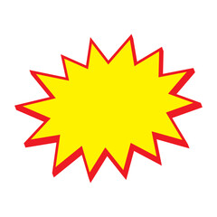 Red and yellow starburst stickers. Pop art funny bang bubble. Blank sale tags. Cartoon comic style. © Maksim
