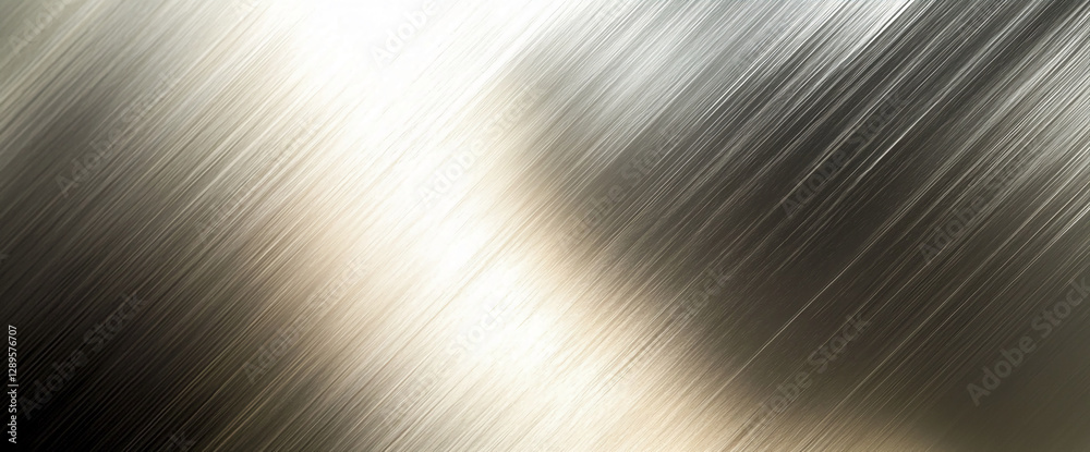 Poster brushed metallic surface with streaks of light, showcasing a smooth and reflective texture, perfect 