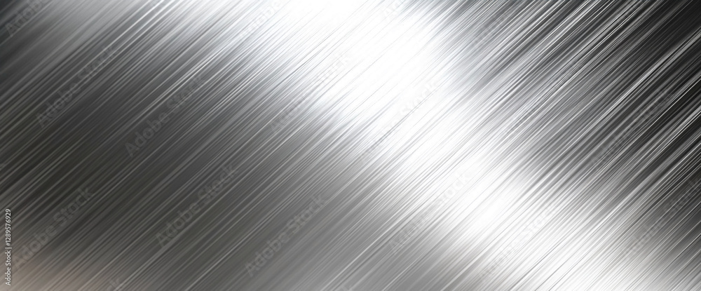Poster metallic brushed texture with streaks of light, showcasing a reflective surface with subtle gradient
