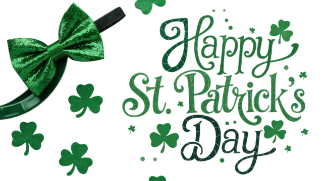 lustration for Saint Patricks Day celebrations with Treasure of Leprechaun, Pot Full of Golden Coins, Green Hat and Shamrock. Calligraphic Lettering Happy St Patricks Day