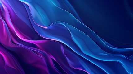 Obraz premium Colorful fluid waves of blue and purple hues. Dynamic abstract banner featuring flowing lines and vibrant colors, ideal for creative projects and modern visuals