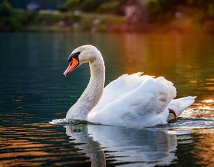 Fototapeta premium white swan on the lake
