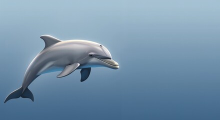 Obraz premium Graceful dolphin gliding through serene blue waters, radiating joy and freedom
