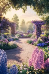 Beautiful garden with colorful flowers.