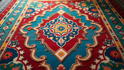 Colorful oriental rug with intricate floral pattern