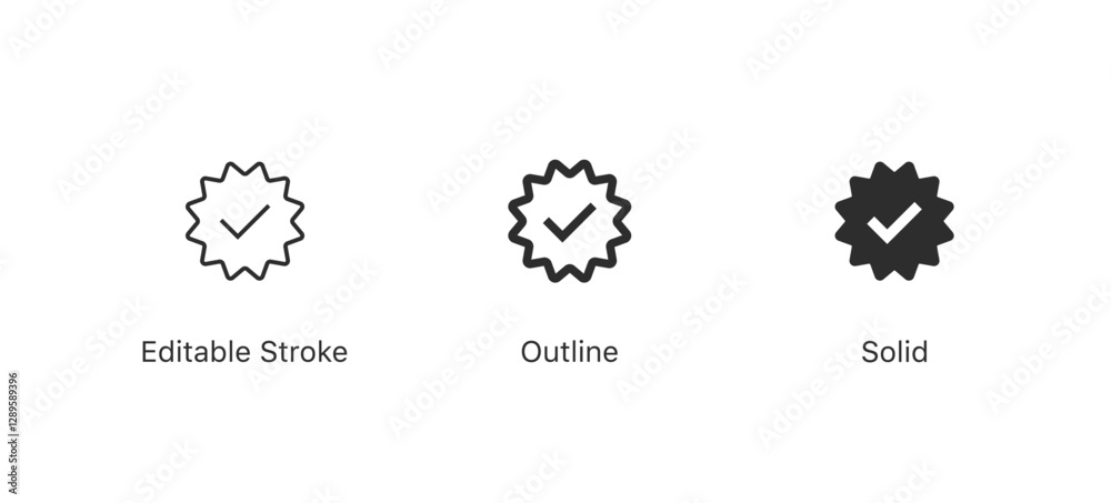 Aufkleber verified badge icon check mark tick icon symbol - verified account badge social media verify icon. e
