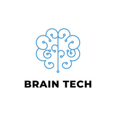 Obraz premium Brain tech logo design creative concept idea