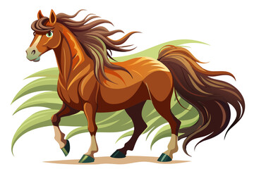 vector of  A brown horse with a long mane