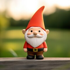 Obraz premium Garden gnome standing on wood.