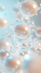 Fototapeta premium Pearl-Like Spheres Floating in a Misty Pastel-Toned Atmosphere