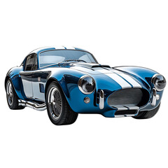 A Vintage Blue Sports Car with Chrome Accents Racing Isolated on Transparent Background