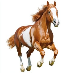 Fototapeta premium A horse isolated on a white background, cut out to emphasize its graceful form and strength, showcasing the beauty and elegance of the animal in a clean, minimalist style.