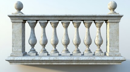 Balustrade parts for balconies, terraces, and railings: 3D stone pillars, columns, rails, and bases to build classic fences.