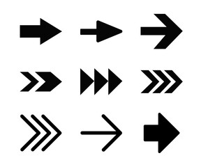 Arrow icon set. Arrow. Cursor. Collection different arrow signs. Black arrows icons. Different cursor arrow direction