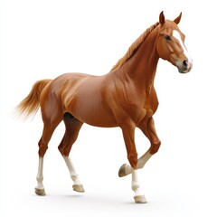 Obraz premium A horse isolated on a white background, cut out to emphasize its graceful form and strength, showcasing the beauty and elegance of the animal in a clean, minimalist style.