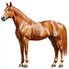Obraz premium A horse isolated on a white background, cut out to emphasize its graceful form and strength, showcasing the beauty and elegance of the animal in a clean, minimalist style.