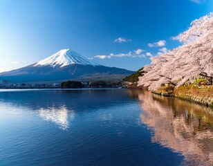 富士山と桜の風景