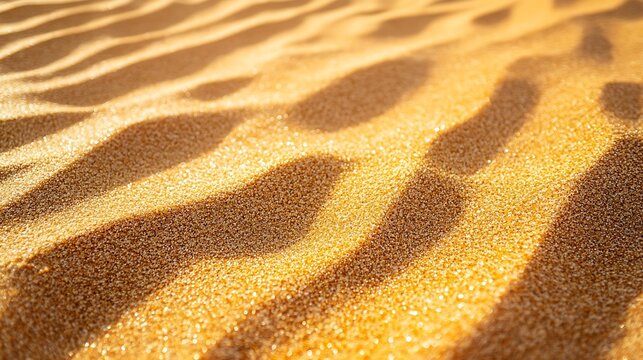 Rippled Sand Texture in Golden Sunlight / 黄金色の太陽光を浴びた砂の波紋のテクスチャ