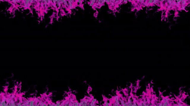 Pink fire border on a transparent alpha channel in a seamless loop.