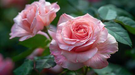 Delicate Pink Roses in Bloom