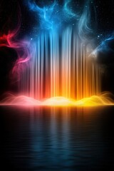 Aquatic Abstract Fluid Motion: Vibrant Colorful Neon Light Reflection in Art Photography. High-Resolution Print