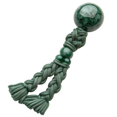 Decorative Chinese Knot with Jade Beads Isolated on Transparent Background
