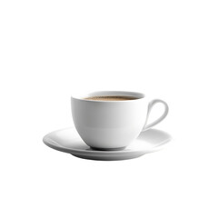 Steaming Cup of Coffee with Saucer Isolated on Transparent Background
