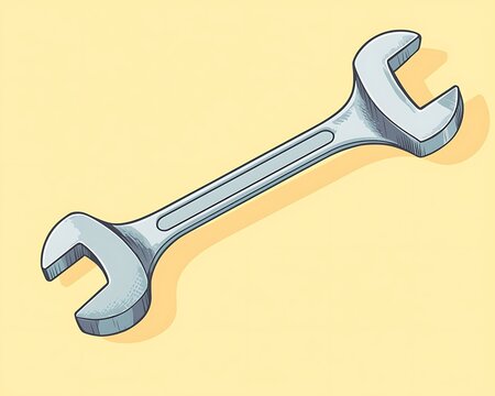Minimalist open-ended wrench illustration, ideal for construction and mechanics themes