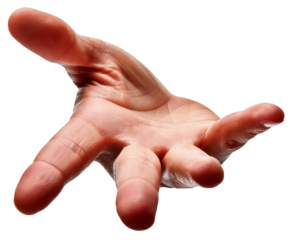 Open hand gesture, isolated on transparent background