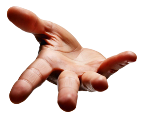 Open hand gesture, isolated on transparent background