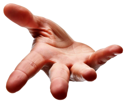 Open hand gesture, isolated on transparent background