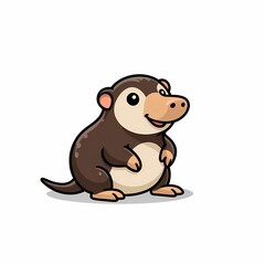 Fototapeta premium Cute Sitting Cartoon Opossum Character Isolated on White Background
