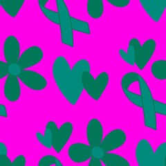 Breast cancer month seamless pink ribbon day mammogram pattern for wrapping paper and medical accessories