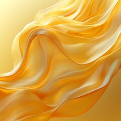 Yellow flowing abstract fabric floating gracefully in motion